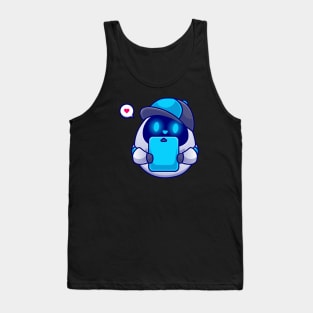 Cute Robot Holding Clipboard Cartoon Tank Top